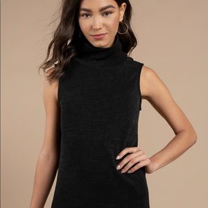 Black Turtleneck Sleeveless Velvet Dress 🦋✨